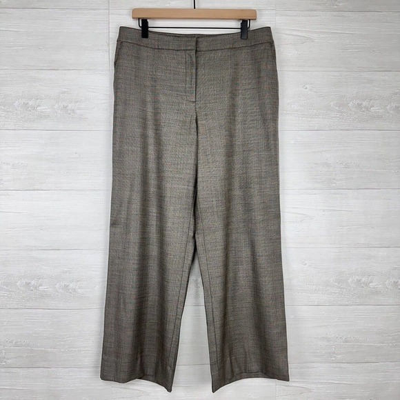 St. John Dress Pants Women Size 14 Waist 34 Tan Brown Wool Silk Blend Wide Leg - Picture 14 of 14